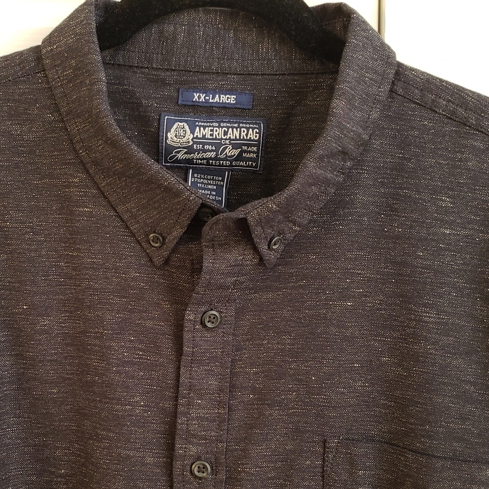 American Rag linen blend men's casual button down with pocket XXL - Picture 1 of 6